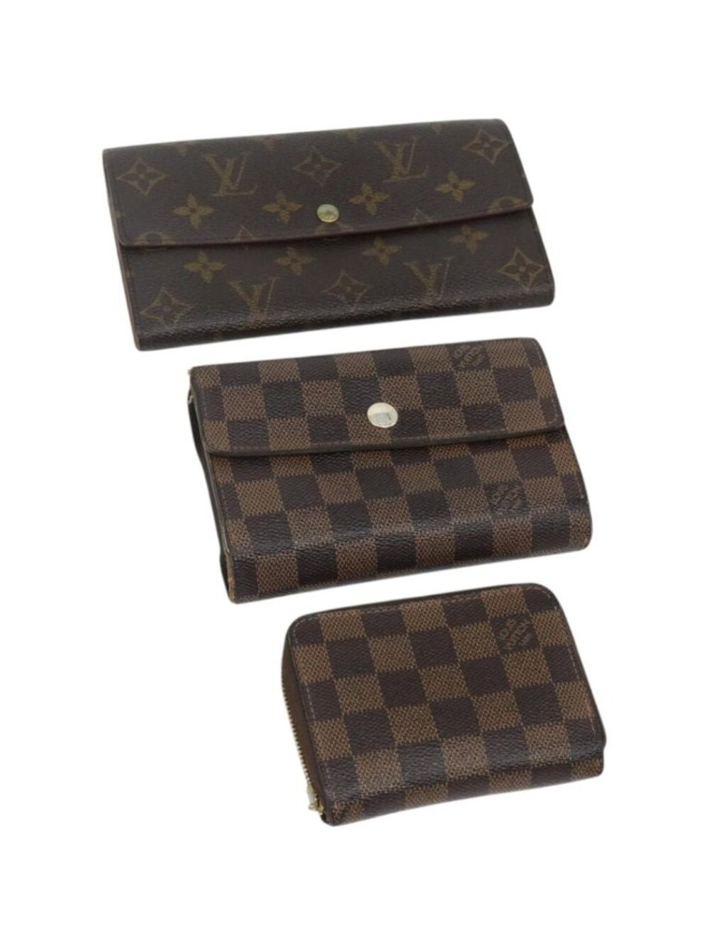 LOUIS VUITTON Monogram Damier Ebene Wallet 3 Set